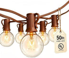 50Ft Outdoor Patio String Lights with 53 Clear Globe G40 Bulbs,UL Certified by Abeja