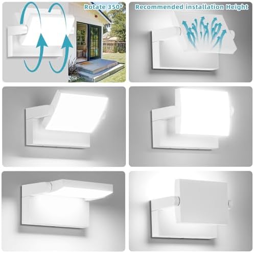 40W Outdoor LED Sconce 350° Rotatable Panel 6000K IP65 Waterproof - Image 3