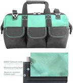 Women Garden Tools Bag 16inch Wide Mouth Tool Bag with Molded Base and Plastic-Padded, Inside Pockets for Tool Storage and Organization,600D polyester fabric (Teal color) - Image 5