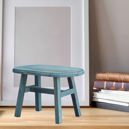 Wooden Mini Stool Garden Ornament Plant Display Rack Wood Doll Chair for Balcony Bedroom Living Room Decor- Round Stool - Image 3