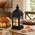 TRIROCKS Decorative Vintage Candle Lanterns 14.5" H Farmhouse Outdoor Hanging Lanterns with Tempered Glass for Porch, Balcony, Patio, Home, Centerpieces, Indoor, Outdoor(Black) by TRIROCKS