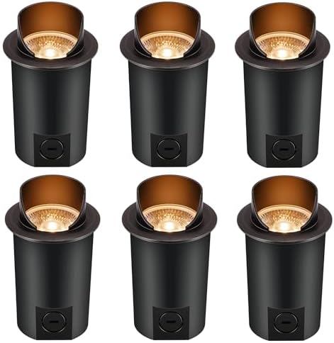 CLOUDY BAY [6 Pack] 9W Well Lights Landscape LED In Ground Outdoor,Shielded Top,Low Voltage 12-24V AC/DC,Waterproof Aluminum Uplights,2700K/3000K/3500K/4000K/5000K,Transformer Excluded by CLOUDYBAY