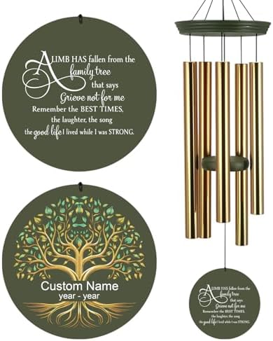 Personalized Memorial Wind Chimes for Outside, Sympathy Gifts Wind Chime for Loss of Loved One, Beautiful Decor with Deep Tone, Ideal for Funeral, Remembrance & Bereavement, Produced in Texas by Astarin