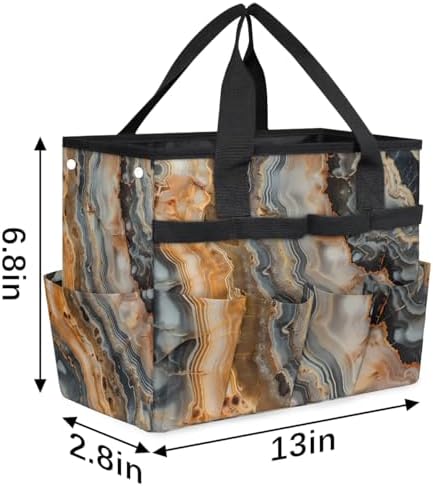 Marble Garden Tool Bag, Garden Tote Storage Bag with 10 Pockets, Indoor and Outdoor Abstract Marble Gardening Tool Organizer for Women Men - Image 3