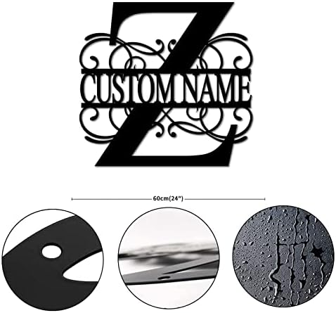Z Custom Name Initial Letter Monogram Metal Sign Retro Steel Metal Wall Decor Art Sign Retro Metal Door Hanger Sign House Numbers Sign for Front Door Entryway Cottage Home Decor 24 Inch - Image 2