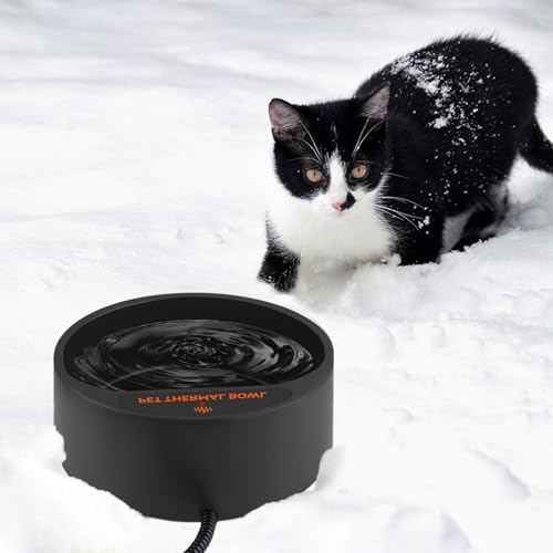 NAMSAN Heated Water Bowl for Outdoor Cats, 2.2L Heated Dog Bowl, Provides Drinkable Water in Winter, Heated Pet Drinker for Chickens Rabbits Birds Bath, Livestock Thermal Watering Trough, Black - Image 6