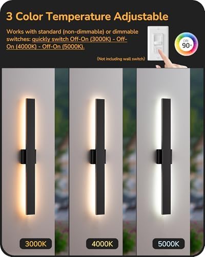 EDISHINE 31.5" LED Outdoor Wall Lights, Modern Exterior Light Fixtures - Image 4