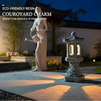 Pagoda Garden Statue, Resin Solar Japanese Pagoda Lantern, Decorative Zen Garden Landscape for Yard Patio Lawn, Style4 - Image 2