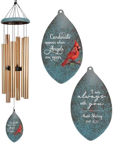 ASTARIN Custom Cardinal Memorial Wind Chimes, 35" Sympathy Gifts Wind Chime for Loss of Mom Dad Sister Son, Personalized Name Date Bereavement Condolence Gift for Outside, Produced in Texas by Astarin