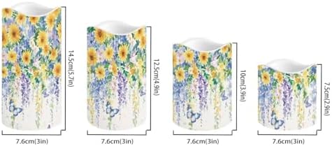 Sunflower Butterfly Flameless Candles Battery Operated Decorative Remote LED Candles with Flickering Flame Pack of 4 for Parties Home Public Elegant Events 2.95x2.95x2.87 Inch Holiday Gifts - Image 2