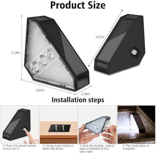 echosari 12 Pack Solar Step Lights 100 Lumen Ultra Bright Cool White - Image 7