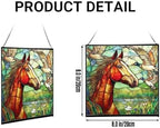 Bay Roan Horse Watching Geese Fly Over Meadow Square Suncatcher – Stained Glass Style Window Panel with Pastoral Scene, Custom Decorative Hanging Art for Equestrian Home, Christmas 1YhChC - Image 2
