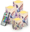 Purple Floral Hummingbird Flameless Candles with Timer and Color Changing Pillar Candles Battery Operated Tea Light Kitchen Dining House Decoration by Uorisanigo