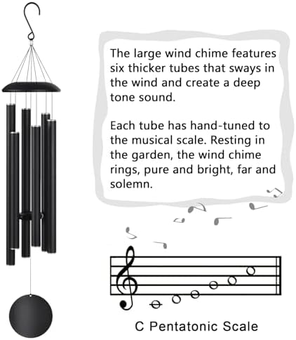 Suntimber Extra Large Wind Chimes for Outside Deep Tone,(Black,48") - Image 3