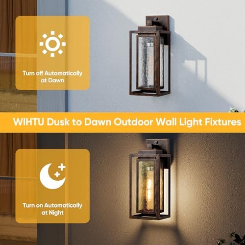 WIHTU 15.78'' Dusk to Dawn Porch Light, Outdoor Wall Sconce Light, Garage - Image 2