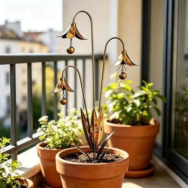 Triple Bluebells Garden Stake with Bell Metal Flower Outdoor Yard Decoration Weather Resistant Rustic Decorative Stake for Lawns Patios and Garden Beds - Image 6
