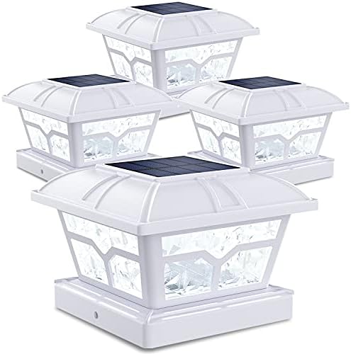 SIEDiNLAR Solar Post Cap Lights Outdoor 2 Modes, 4 Pack, White, Warm/White by Siedinlar