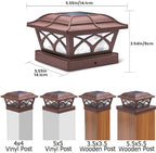 SIEDiNLAR Solar Post Cap Lights Outdoor Glass 2 Color Modes Brown (6 Pack) - Image 2