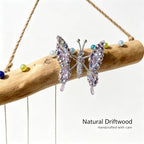 Handcrafted Driftwood Sea Glass Butterfly Wind Chime, Sea Glass Sun Catcher - Image 3