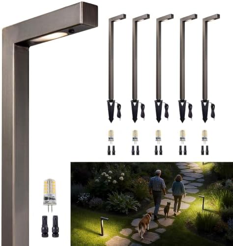 Gardenreet Brass Low Voltage L-Shaped Path Light, Bronze, G4, 5000K, 6Pack by Gardenreet