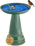 Birds Choice Ohio Stoneware Pedestal Bird Bath | 22" x 17" | Summer Green by BirdsChoice
