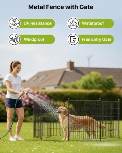 Garden Fence Animal Barrier with Gate 32in(H) x23ft(L) - Image 2