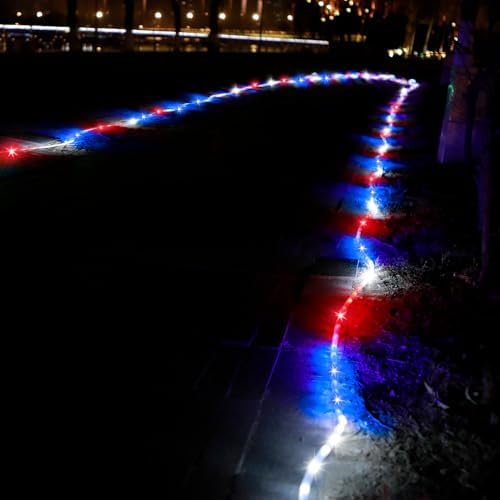 DINGFU 50ft 360 LED Rope Lights, Red White and Blue Rope Lights for Outside - Image 2
