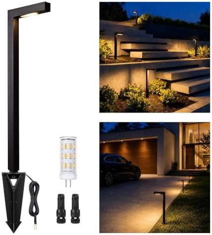 Gardenreet Brass Low Voltage L-Shaped Path Light, Black, G4, 2700K, 1Pack by Gardenreet