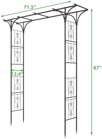 87in Garden Arbor Metal Arch Trellis for Climbing Plants Outdoor Wedding - Image 2