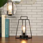 JHY DESIGN 6PCS Retro Style Geometric Table Lamp 10''High Simple Iron Art Cordless Lamp Battery Powered Lamp with 6-Hours Timer Feature Cage Wireless Light for Balcony Party Indoor Outdoor - Image 2