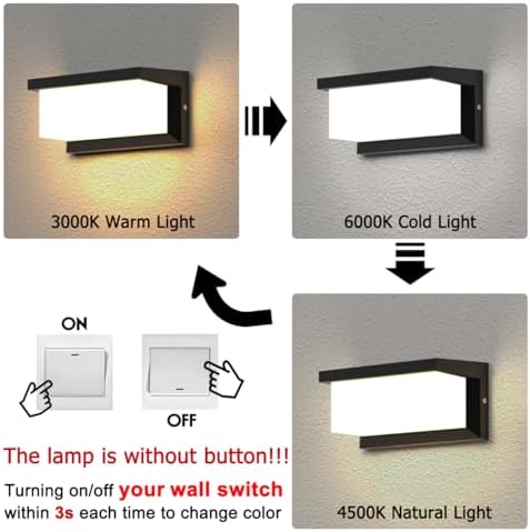 Sytmhoe Outdoor Lights Wall Mounted,Modern LED Sconce Outside Wall Lamp, 3 Colors 24 Watts Outdoor Lights for House Corridor Porch Garage Cafe Villas Hotel Lighting - Image 3