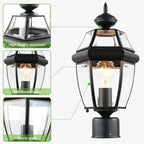 Kalium Outdoor Post Lights, 15" Lamp Post Light Fixture Waterproof Aluminum Housing with Glass, E26 Base Matte Black Lamp Posts Outdoor Lighting for Garden Patio Pathway Walkway （Pole not Included） - Image 6
