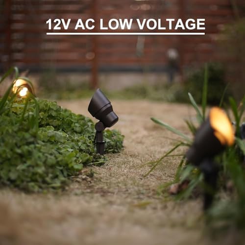 GOODSMANN Landscape Lighting 2PK Low Voltage Landscape Flood Lights 3W LED 200 Lumen Outdoor Spotlight 3000K Warm White Replaceable LED Bulbs Outside Hardwired Lighting with Metal Stakes - Image 3