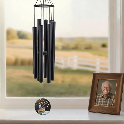 Personalized Memorial Wind Chimes, Fishing in Heaven, Sympathy Wind Chime 36inch, in Loving Memory for Loss of Loved Grandpa/Dad Loves Fishing, Memorial Gifts - Image 6