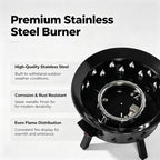 Portable Propane Fire Pit 19" 50000 BTU Cover Carry Kit Smokeless, Black - Image 5