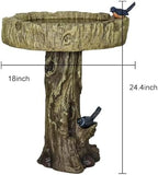 watnature 24.4” H Fibre Reinforced Concrete Outdoor Garden Bird Bath with Birds, Woodland Tree Trunk Decoration Yard Statue，Pedestal Birdbaths for Outdoors, Garden, Patio, Lawn, Backyard - Image 5