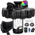 Pond Fountain Aerator, with 2 RGB Lights 1HP 110V 15000 GPH Pond Fountain Pump with Lights, Fully Automatic Lake Floating Fountain, 100 FT Power Cord, Pond Fountains for Small Large Ponds Lake by Lanmun