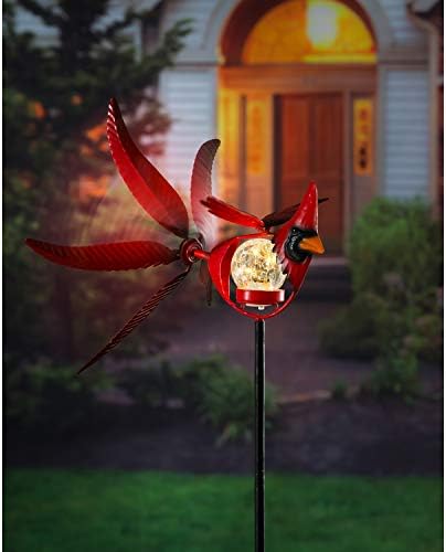 Evergreen Garden 38" H Solar Cardinal Staked Wind Spinner Garden Décor and Accessories for Home and Yard - Image 2