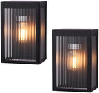Cerdeco 9" Modern Outdoor Wall Light with Striped Tempered Glass,2 Pack by Cerdeco