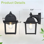 LIT-PaTH Outdoor Wall Light Fixture, Antirust Aluminum Glass, Black 2 Pack - Image 2