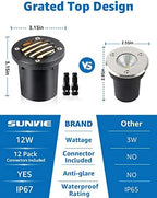 SUNVIE 6-Pack 12W 3000K LED Low Voltage Landscape Well Lights, Grated Top - Image 3