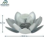 MCSLOTUS-S Silver Lotus Flower Solar LED Garden Light with Crackled Glass Globe – Waterproof Metal Outdoor Décor - Image 2