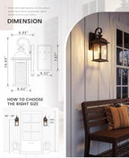 FEMILA Dusk to Dawn Outdoor Wall Sconces, 15" ORB Front Porch Light Fixtures Wall Mount, Exterior Light for Patio, Entryway, Garden, Water Ripple Glass, UL Listed, 4FD54B-PC ORB-WP - Image 4