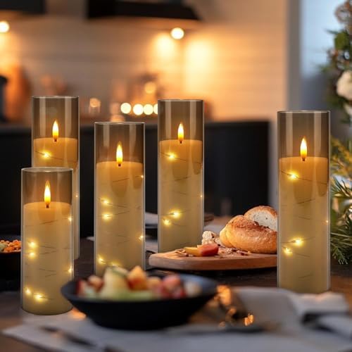 24 Pack Flameless Candles, Gray LED Pillars with Star Lights, 4 Remotes - Image 4