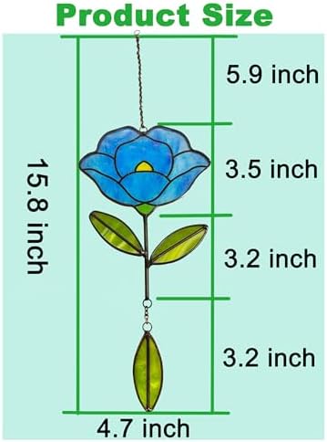 Stained Glass Window Hangings, Handcrafted Garden Suncatchers for Window and Home Decor, Unique Artisan Glass Ornaments for Indoor and Outdoor Use, Blue - Image 6