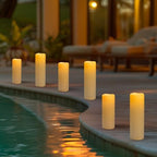 4" x 12" Ivory Large Waterproof Outdoor Flameless Candles Battery Operated LED Flickering Pillar Candles with Remote and Timer for Indoor Outdoor Lanterns, Long Lasting, Set of 2 - Image 4
