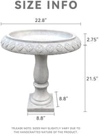 Kante 24.25 Inch Tall Handmade Concrete Birdbath, Elegant Outdoor Garden and Backyard Decor, Textured - Image 6