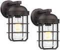 Emliviar 2 Packs Outdoor Wall Lamps, Patio Wall Lighting Waterproof with Clear Tempered Glass, Vintage Exterior Lights in Oil Rubbed Bronze Finish, GE255BL-2PK ORB by EMLIVIAR