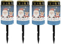 Poceacles Christmas Solar Lights Outdoor Solar Powered Cemetery Stake Lights Grave Lamp Landscape Lighting Waterproof Grave Flameless Candles, Santa Claus Reindeer Blue, Pack of 4 by Poceacles