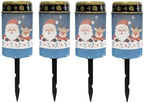Poceacles Christmas Solar Lights Outdoor Solar Powered Cemetery Stake Lights Grave Lamp Landscape Lighting Waterproof Grave Flameless Candles, Santa Claus Reindeer Blue, Pack of 4 by Poceacles